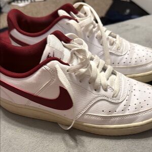 Nike White and Maroon Sneakers